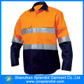 100% Cotton High Visibility Orange Work Long Sleeve Safety Shirt